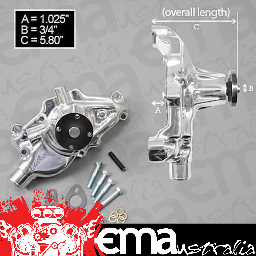 Edelbrock ED8825 Edelbrock Victor Series Chev SB 5.7L Polished H/V Water Pump Rev Rotation ED8825