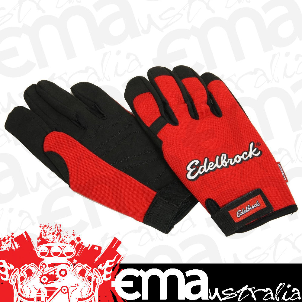 Edelbrock ED9138 Edelbrock Mechanics Gloves ED9138, Size X Large Red/Black
