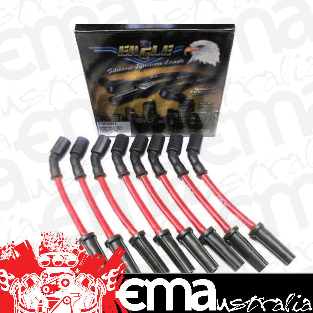 Eagle ELE1058591R 10.5mm Eliminator Series II Over Rocker Cover Lead Set - Red suit Chev LS1 w/ 135¡ Coil Boot & 180¡ Spark Plug
