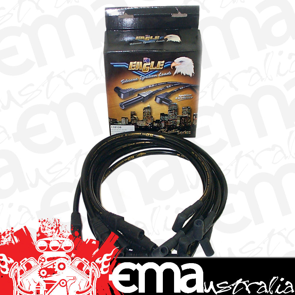 Eagle ELE118139BK 11mm Eliminator Series III Over Rocker Cover Lead Set - Black BB Ford 429-460 w/ HEI Cap 90¡ Distributor & 180¡ Spark Plug