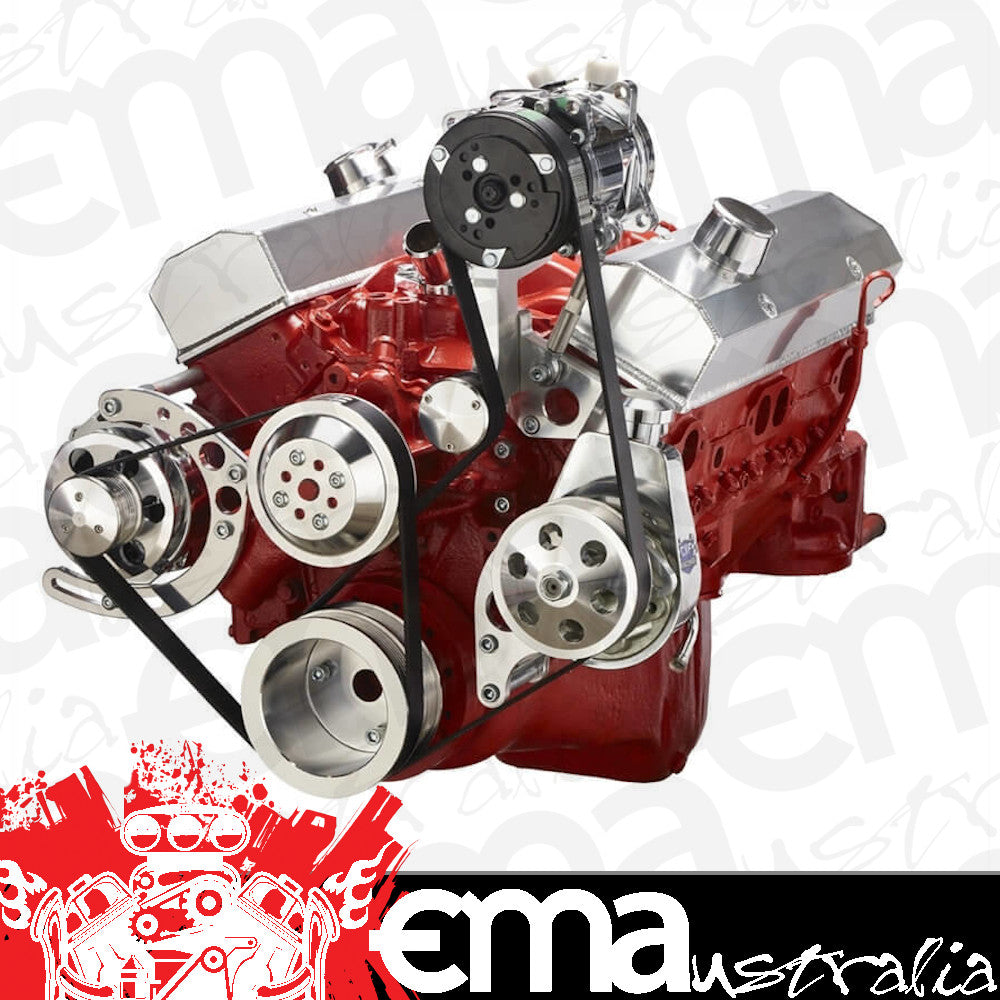 CVF 350-SERPENTINE-AC-C Chevy Small Block Serpentine Conversion - AC Alternator & Power Steering Long Water Pump
