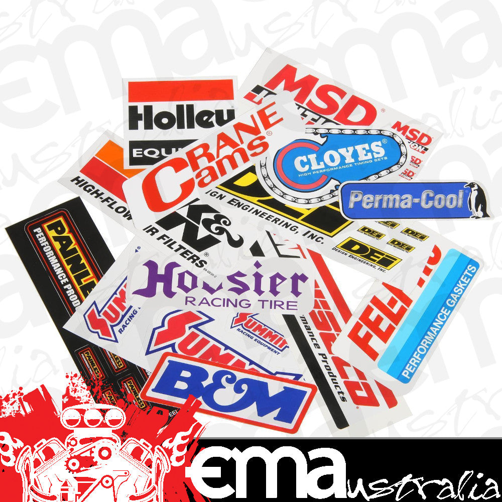 EMAPS2014 Performance Parts Sticker/Decal Pack 12 Random including TCI, Holley, MSD, B&M