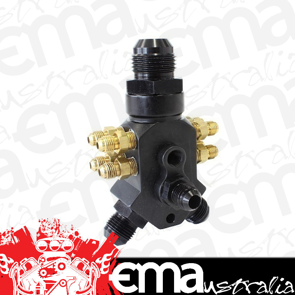 Enderle EN4130 Port & Distribution Y-Block x1 -12an Inlet x2 -8an Outlet x1 -6an Outlet & x1 -3an Outlet w/ x8 Port Nozzle Outlets