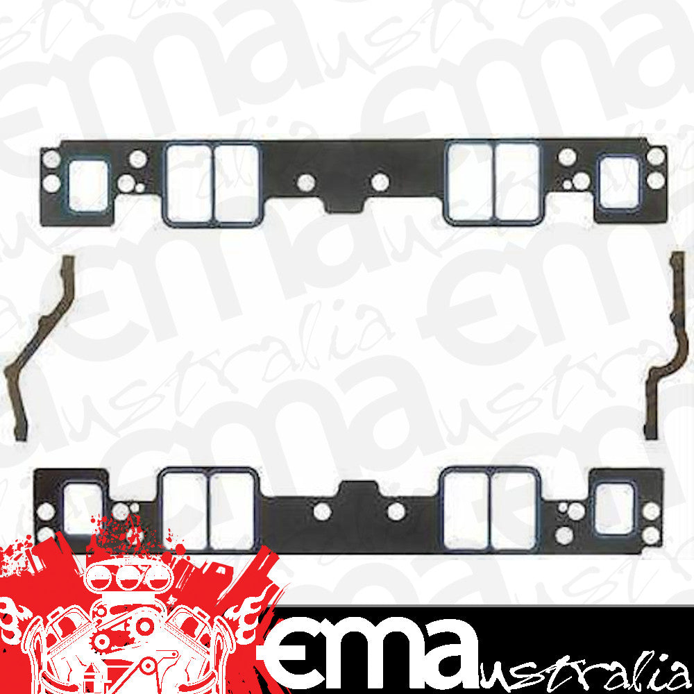 Suit Chevy small block Gen 1 262-400 C.I.D. V8 with General Motors Fast Burn Vortec cylinder heads only Chev SB Intake Manifold Gasket Set 1.30" X 2.31".060" Fel-Pro Gaskets FE1289