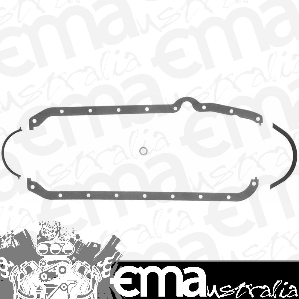 Suit Chev small block Gen 1 262-400 C.I.D. V8 1975-79 Rubber Coated Fibre Oil Pan Gasket Set SB Fel-Pro Gaskets FE1803