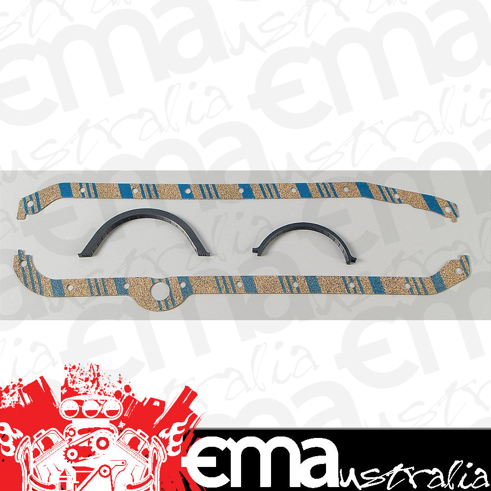 Chevy small block Gen I 305-350ci V8 1980-'85 Multi-Piece Cork/Rubber Sump Gasket Set Fpos30410C Chev SB 305-350 80-85 Fel-Pro Gaskets FEOS30410C