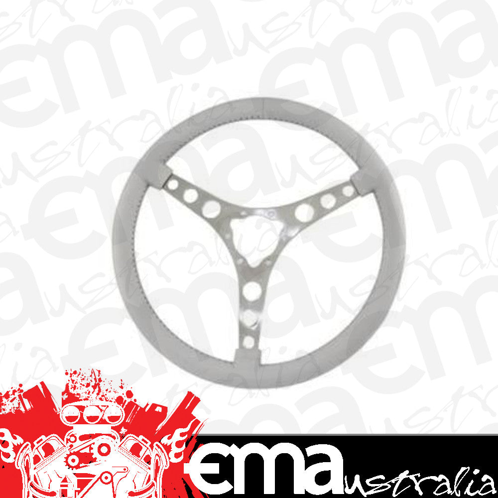 Flaming River FR20152LG Steering Wheel Vette 6 Bolt Laser Polished Aluminum 15 Light Grey Leather