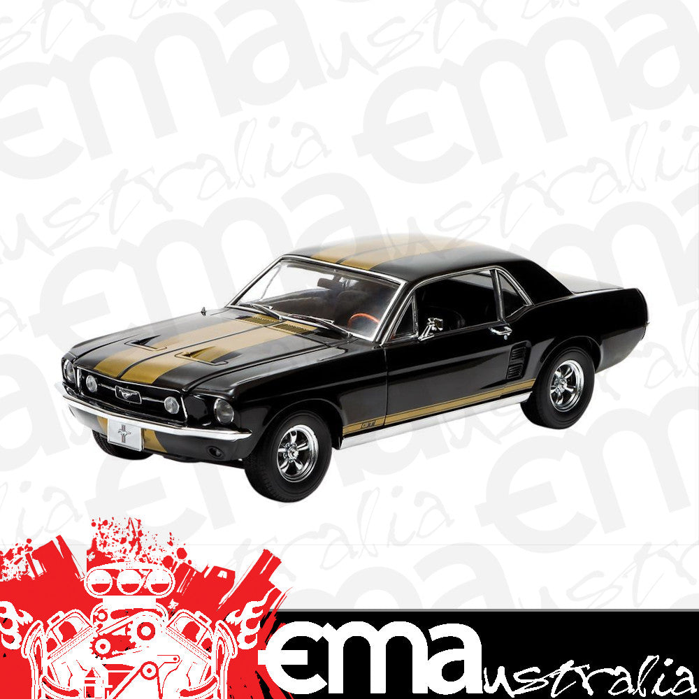 Greenlight GLC12897 1967 Ford Mustang Gt 1:18 Diecast Model Black w/ Gold Stripes