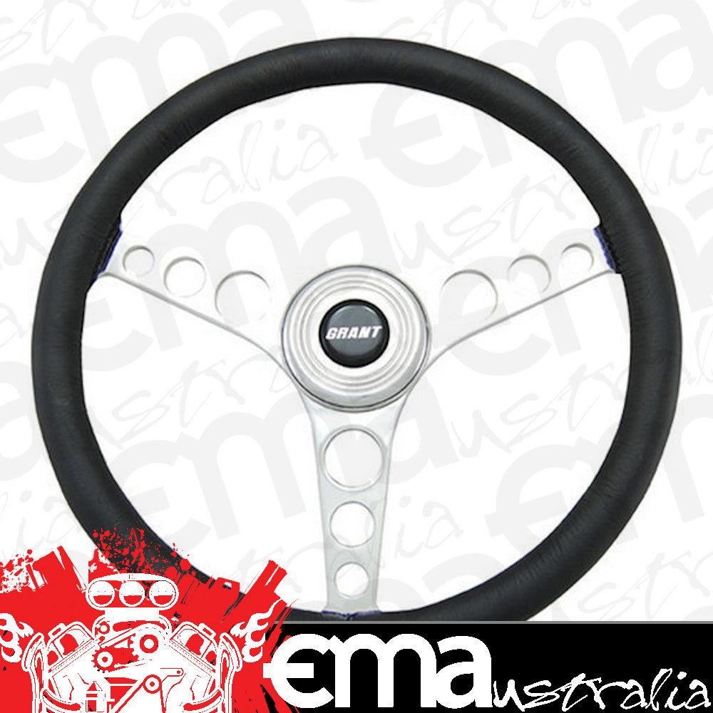 Grant GR15911 14.75" Heritage Speed Steering Wheel Polished 3 Spoke Leather Grip