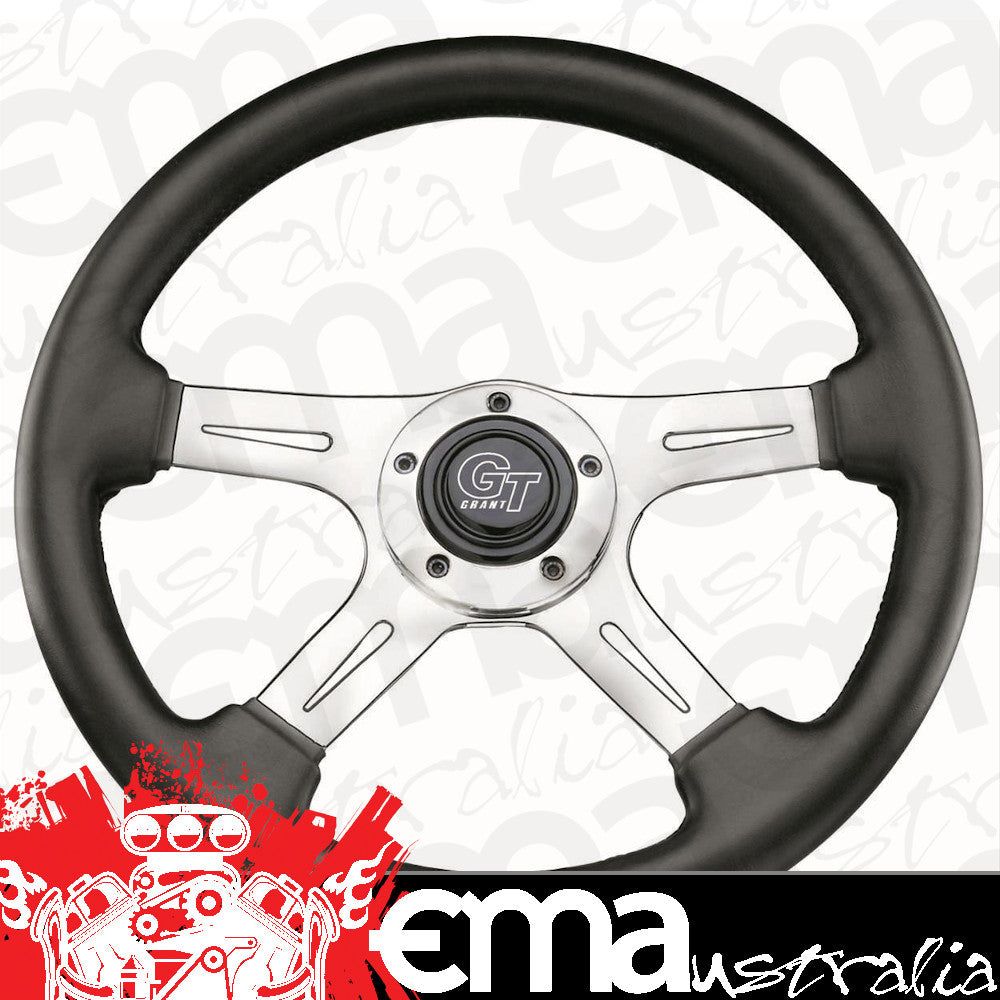 Grant GR742 14" Elite Gt Steering Wheel Polished 4 Spoke Black Vinyl Grip