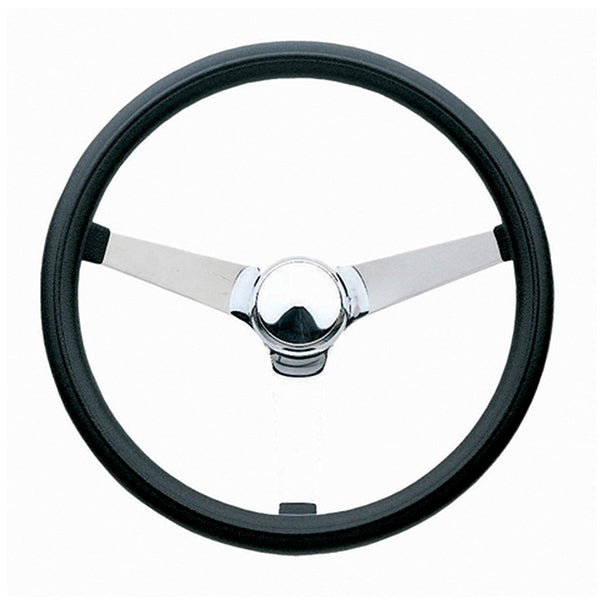 Grant GR832 14-3/4" Classic Series Steering Wheel Chrome 3 Spoke Black Vinyl Grip. 3-1/2" Dish
