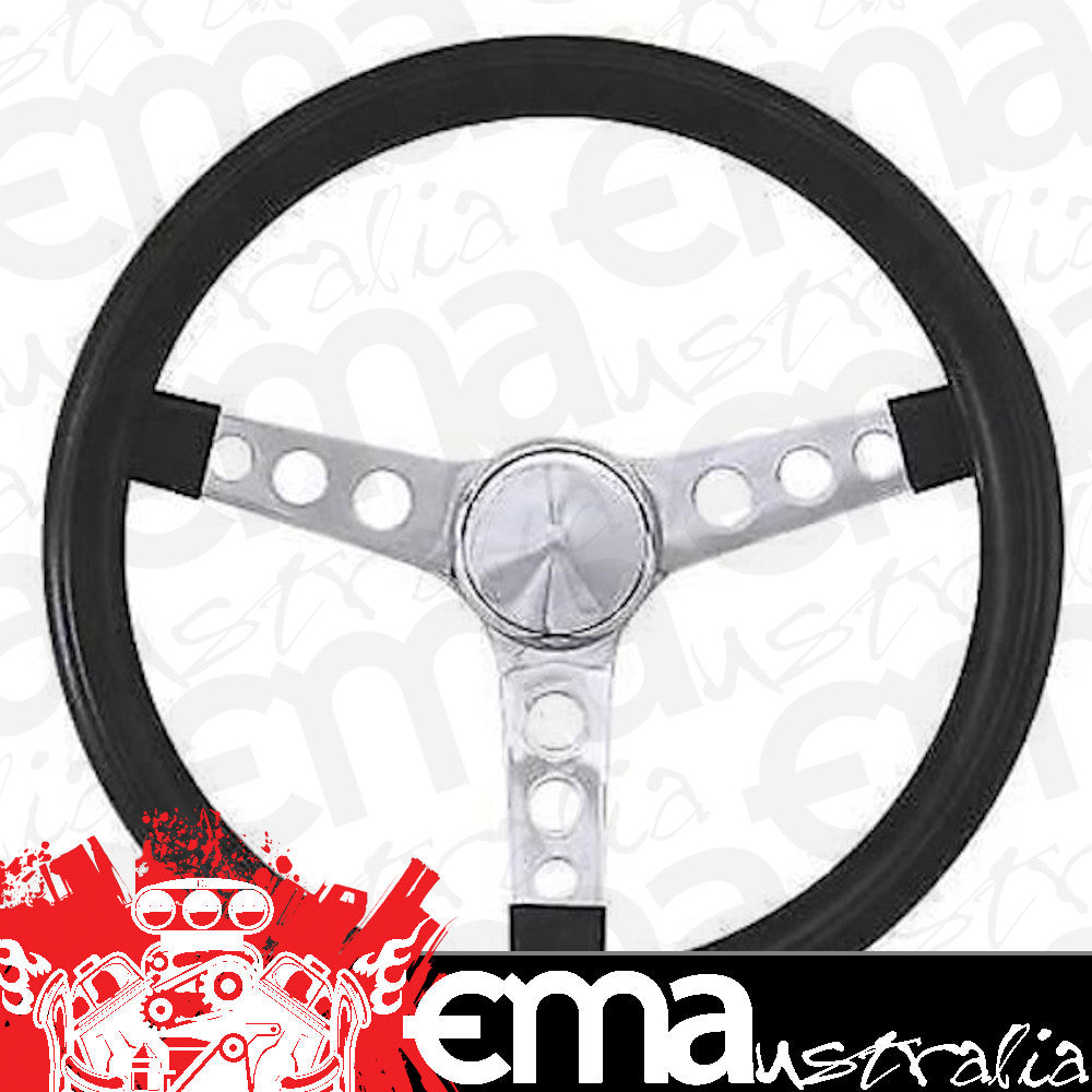 Grant GR836 12.5" Classic Series Steering Wheel Chrome 3 Spoke Black Vinyl Grip