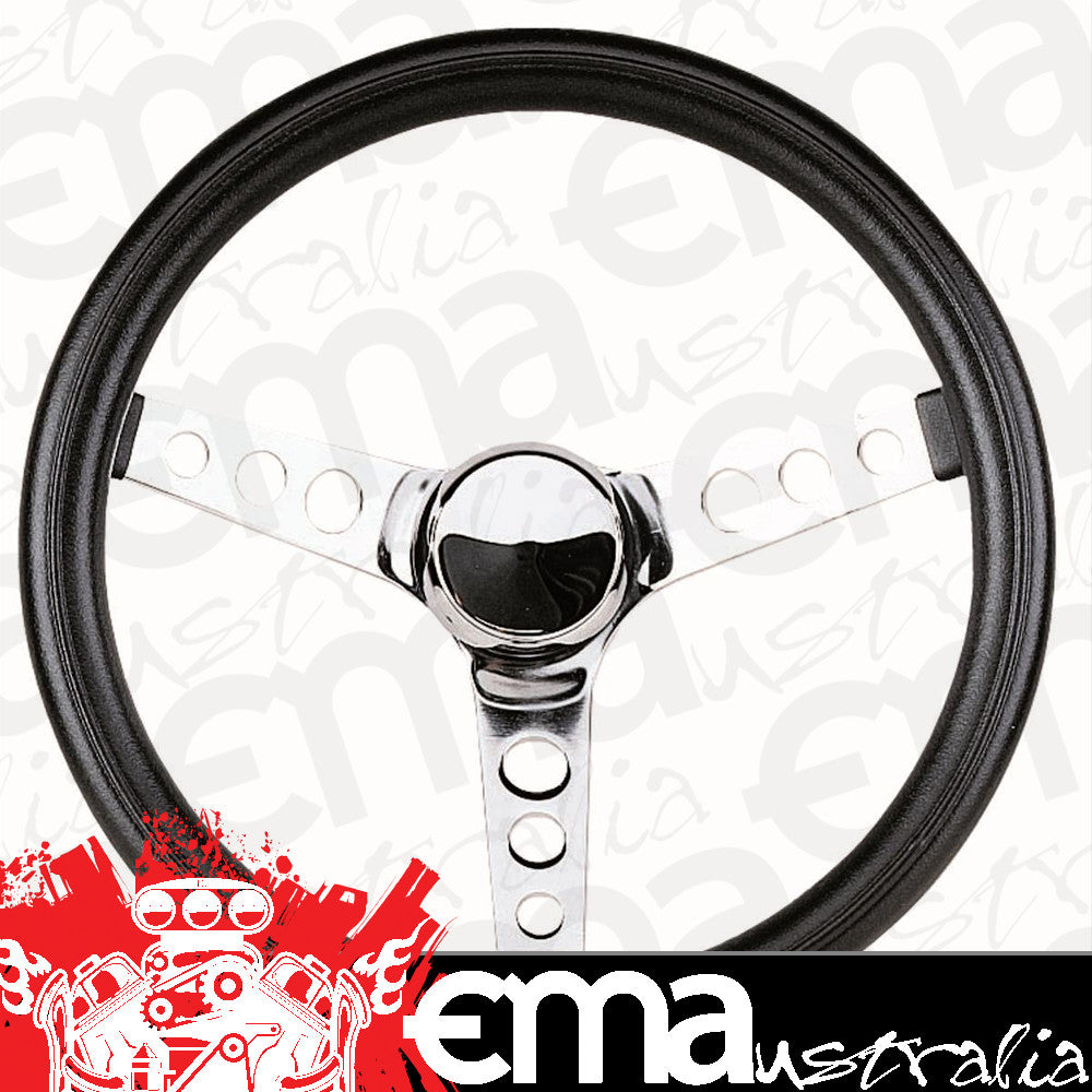 Grant GR838 Classic Series Steering Wheel 13.5" Chrome 3 Spoke Black Vinyl Grip
