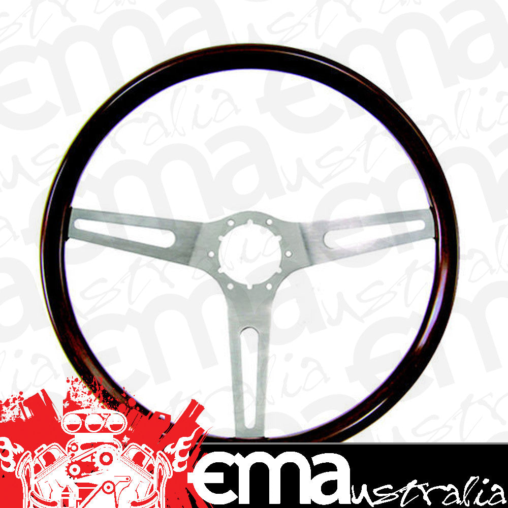 Grant GR929 14.5" Classic GM Steering Wheel Brushed S/S 3 Spoke/Mahogany Rim