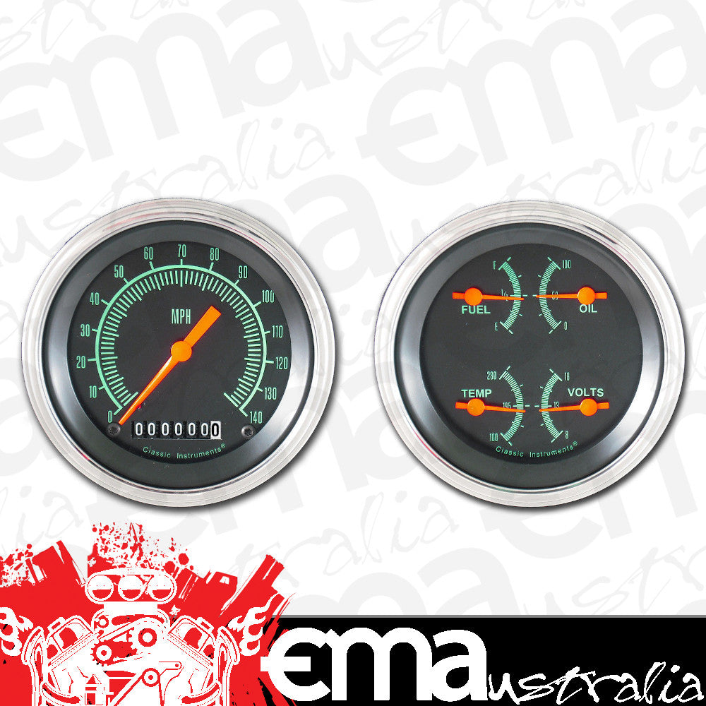 Classic Instruments GS02SLF G-Stock - 2 Gauge Set 3-3/8" Speedo & 3-3/8" Quad