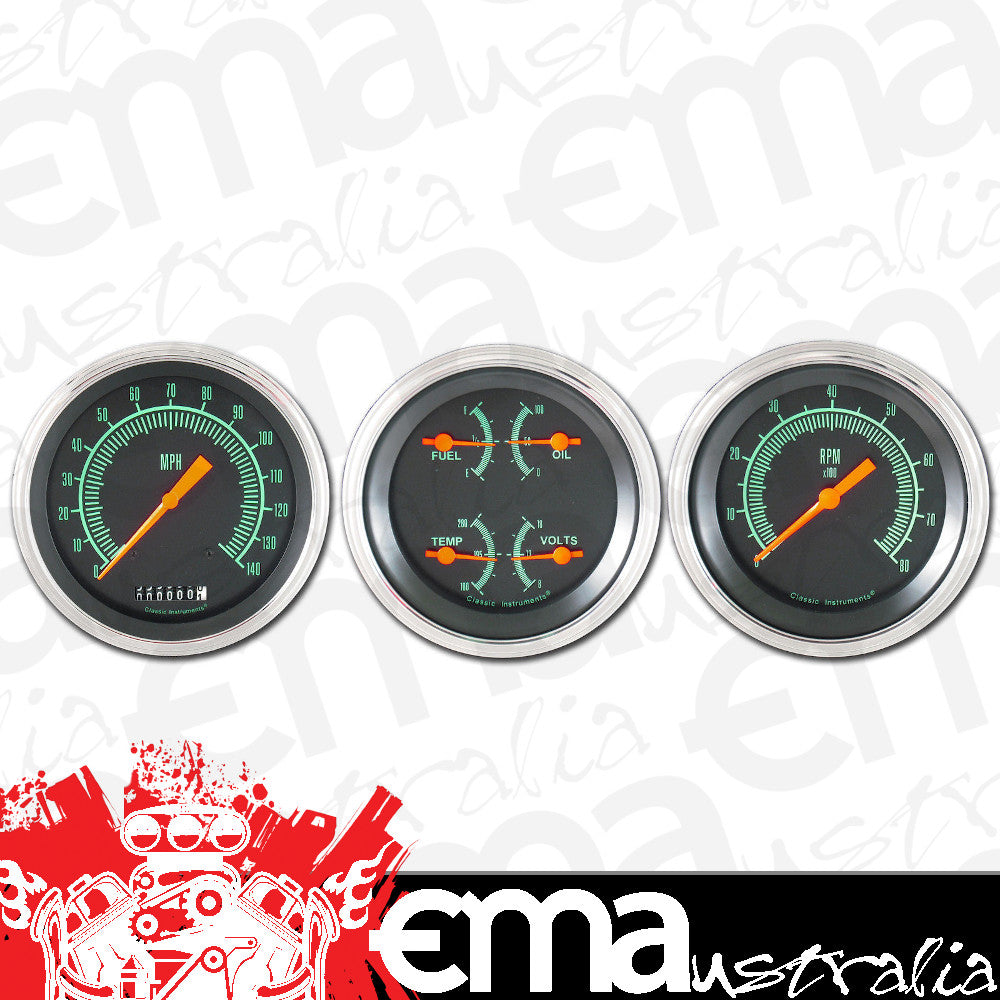 Classic Instruments GS03SLF G-Stock - 3 Gauge Set 3-3/8" Speedo, Tach & Dual