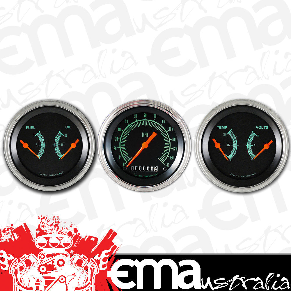 Classic Instruments GS04SLF G-Stock - 3 Gauge Set 3-3/8" Speedo & 2x Dual