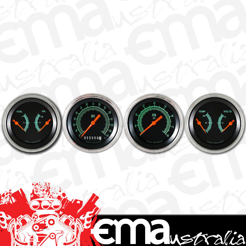 Classic Instruments GS05SLF G-Stock - 4 Gauge Set 3-3/8" Speedo, Tacho & 2x Dual