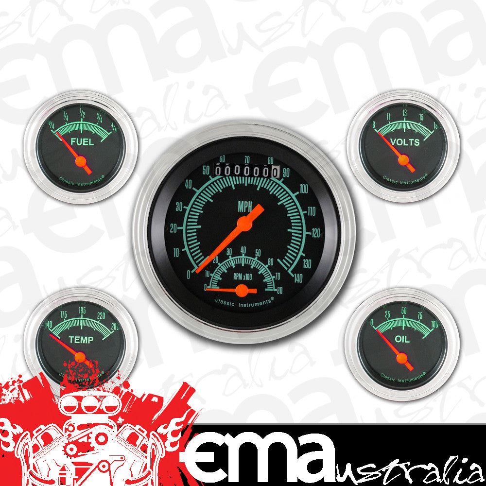 Classic Instruments GS65SLF G-Stock - 5 Gauge Set 4-5/8" Speedtachular & 2-1/8" Fuel, Oil, Temp, Volts