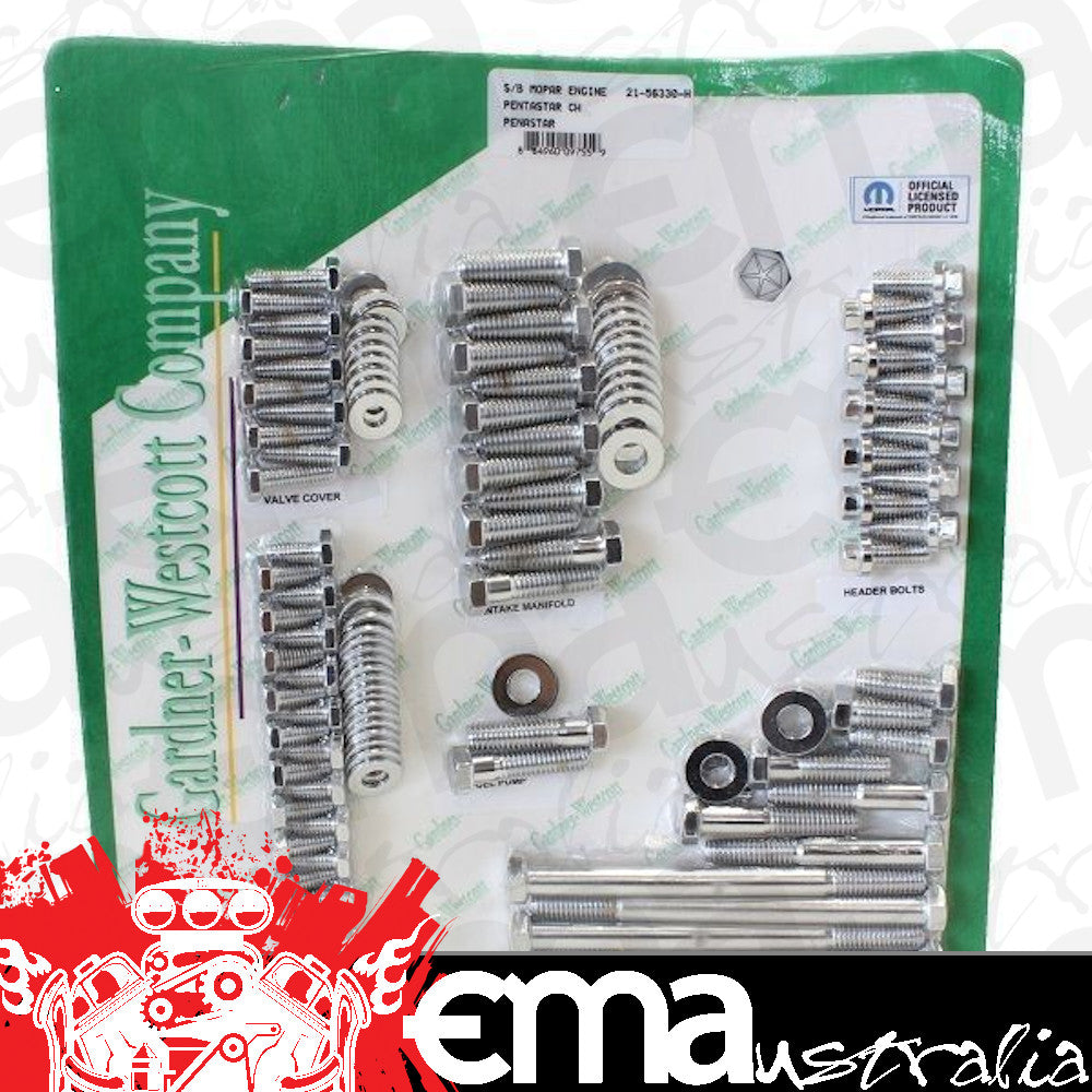 Chrysler Mopar small block LA 318-360 CID V8 Gardner Westcott S/S Engine Dress-Up Bolt Kit SB Gardener-Westcott GW21-56330-HSP