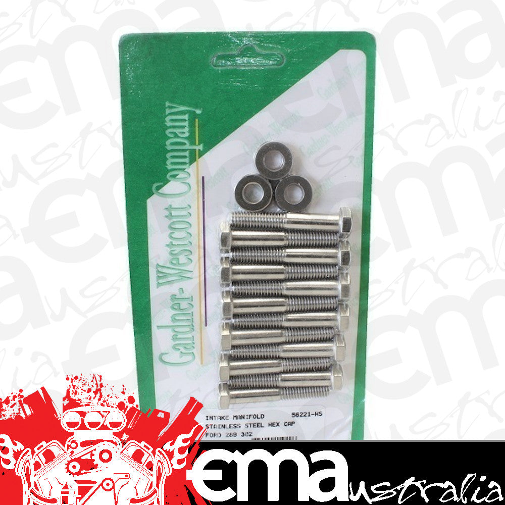 Ford Windsor 289-302 C.I.D Gardner Westcott SB S/S Hex Intake Manifold Bolt Set Gardener-Westcott GW56221-HS