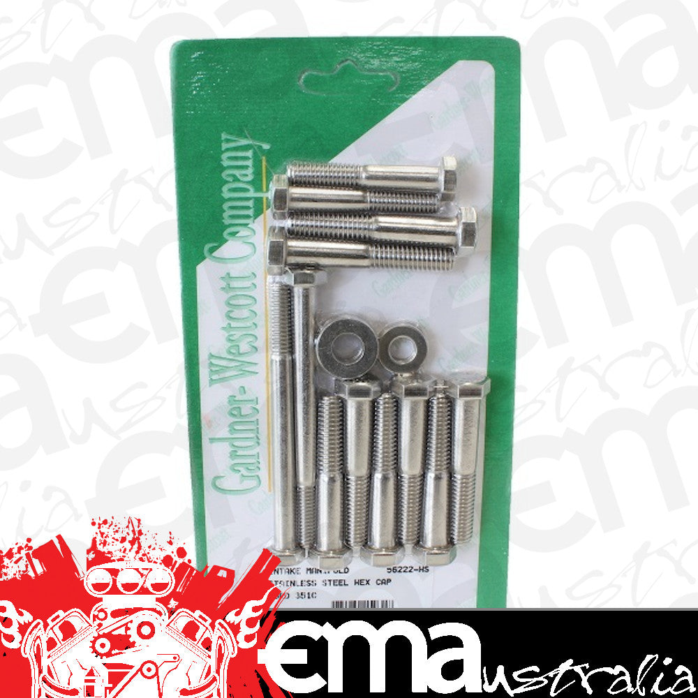 Gardner Westcott GW56222-HS S/S Hex Intake Manifold Bolt Set suit Ford 302-351 Cleveland