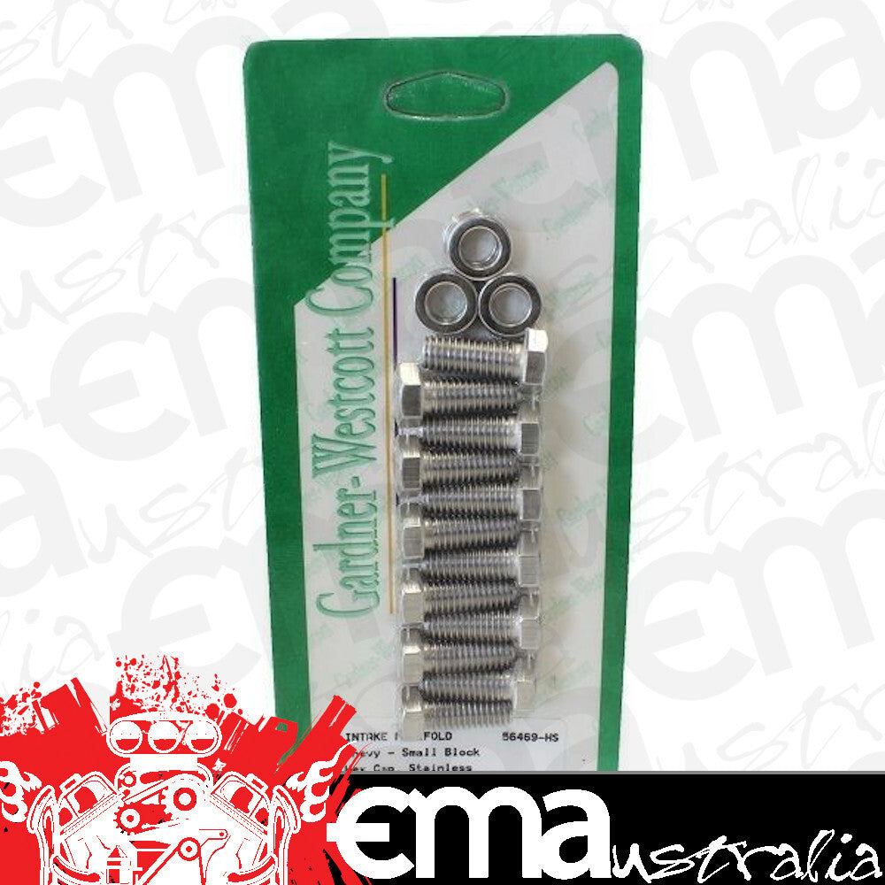 Chevy small block Gen I 262-400 V8 pre-1986 Gardner Westcott Chev SB Pre-86 S/S Intake Manifold Bolt Set Gardener-Westcott GW56469-HS