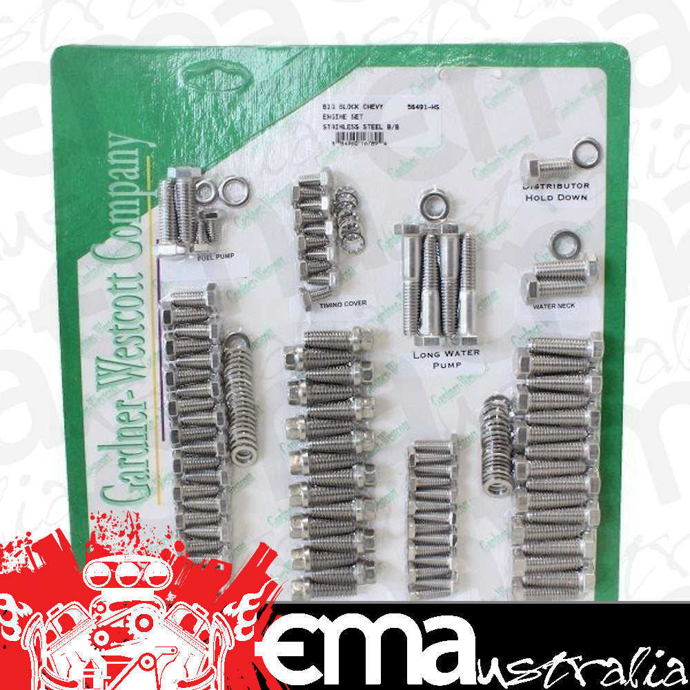 Chevy big block Mark IV 396-454 CID V8 Gardner Westcott S/S Engine Dress-Up Bolt Kit suit Chev BB Gardener-Westcott GW56491-HS