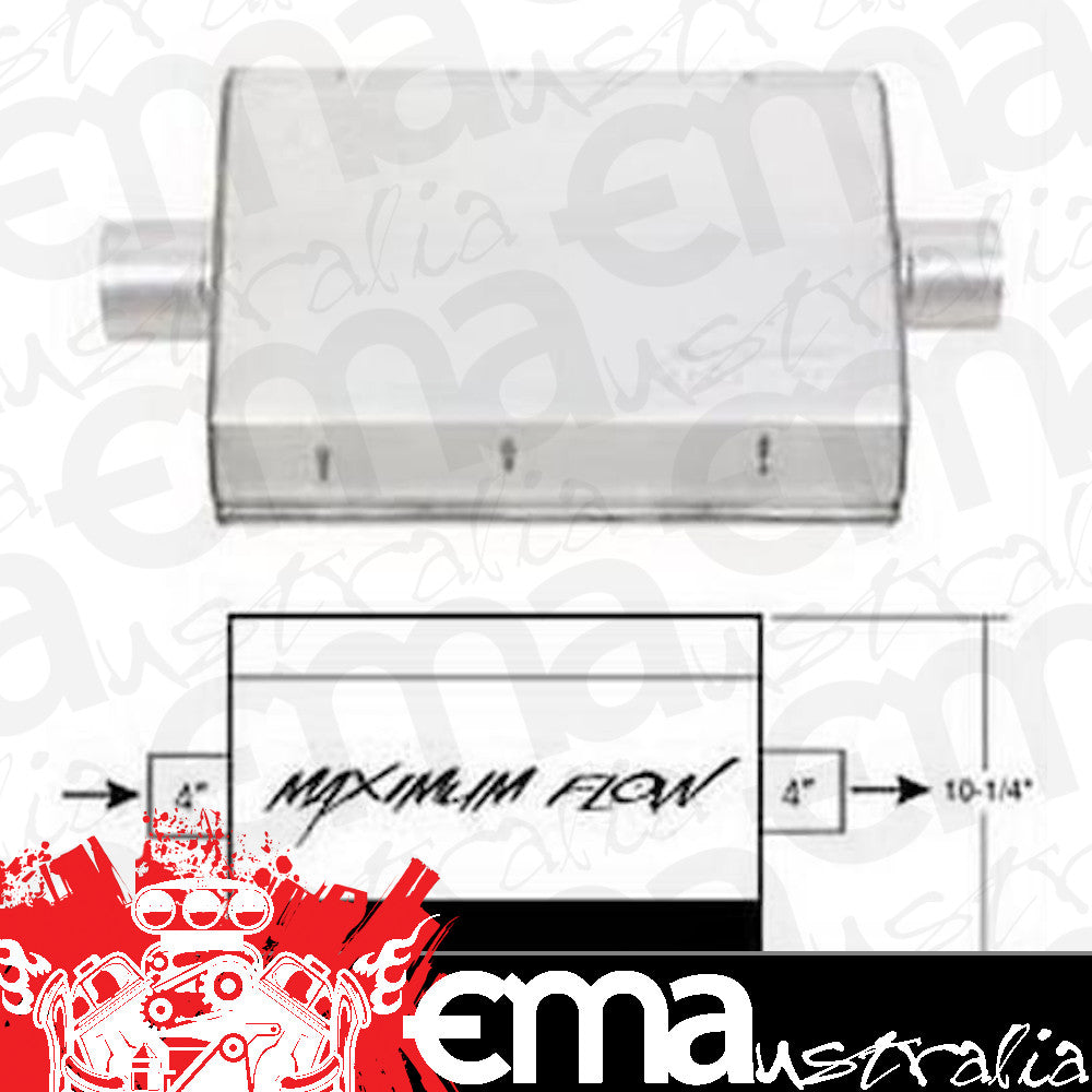 Hooker HK21609 Maximum Flow Muffler 4" Center In & Out Aluminized Steel