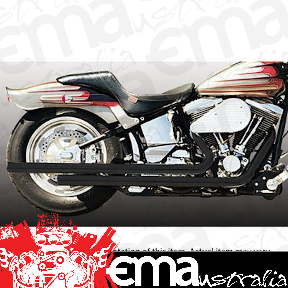 Hooker HK27909-1DHKR Exhaust Pipes Rebel Black For Harley 84-06 Softail Short Length Stagger Straight Cut