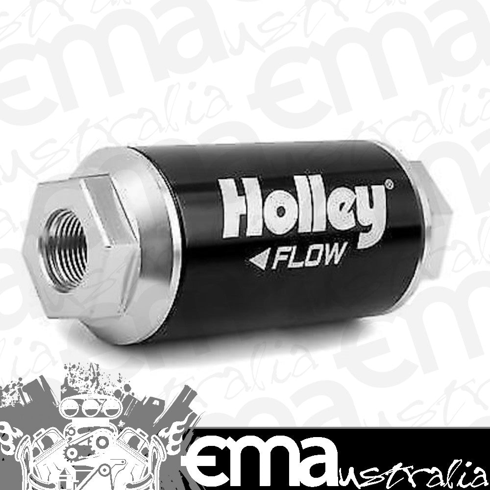 Holley HO162-563 HP Billet Inline Fuel Filter Female 3/8" NPT In/Out 40 Micron