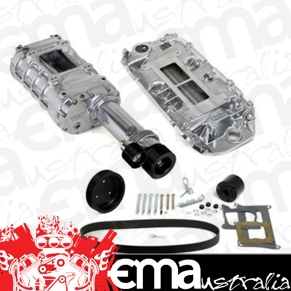 Supercharger System 174 10-Rib Pulley Polished Chevy Big Block Rectangle Port Kit