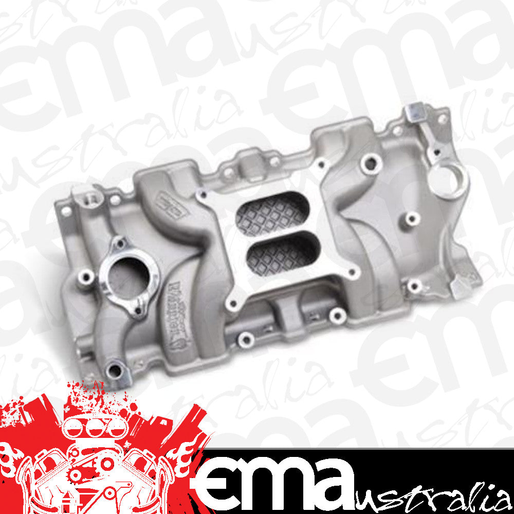 Intake Manifold Street Warrior Dual Plane Aluminum Natural Square Bore Chevy Small Block Each