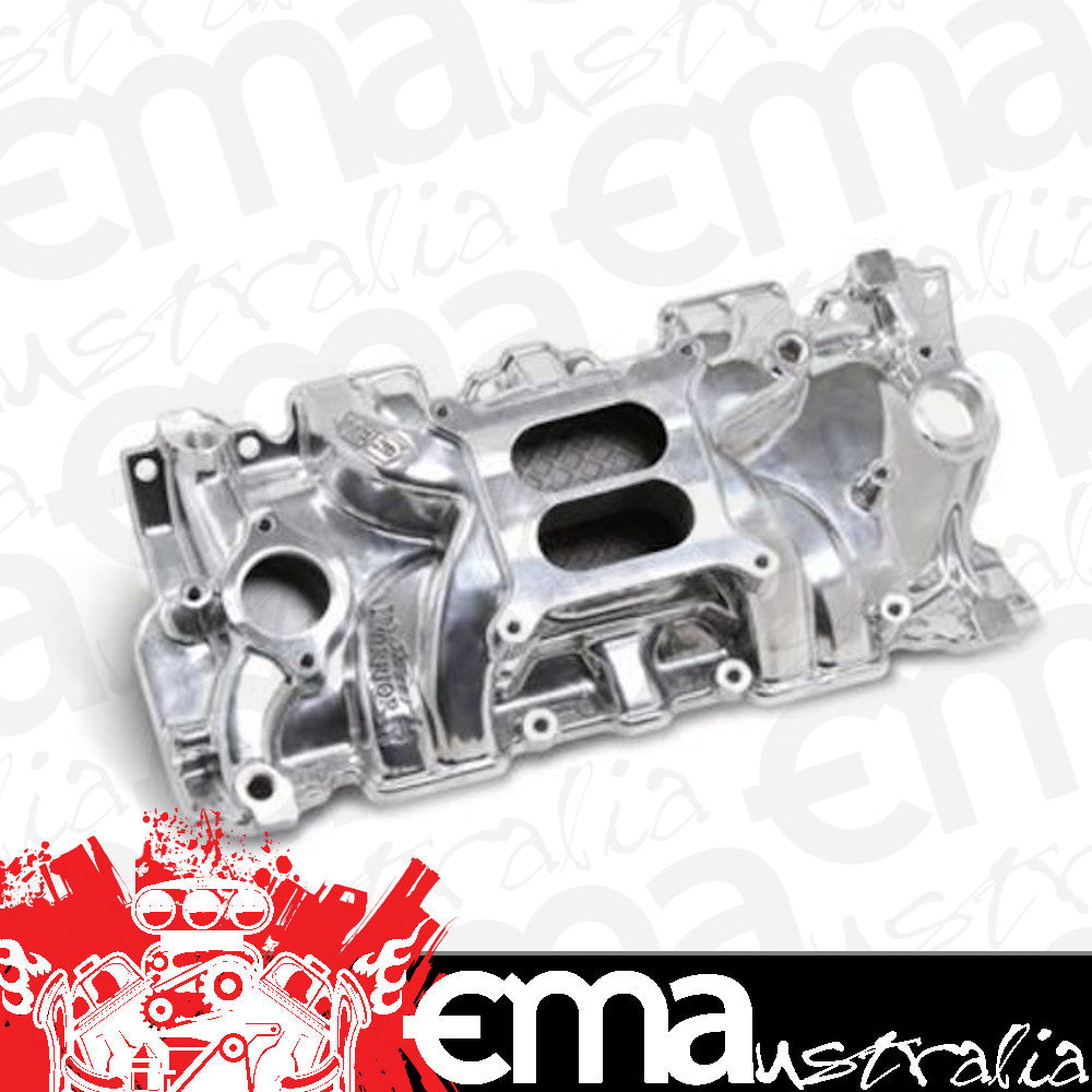 Intake Manifold Street Warrior Dual Plane Aluminum Polished Square Bore Chevy Small Block Each