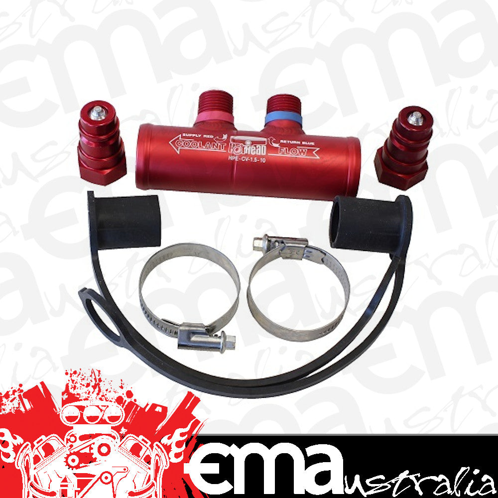 Hot Head HPE-CV-1.5-KT Integrating Check Valve Fits 1-1/2" Radiator Hose Check Valve Dry Break Fittings Dust Caps And Hose Clamps