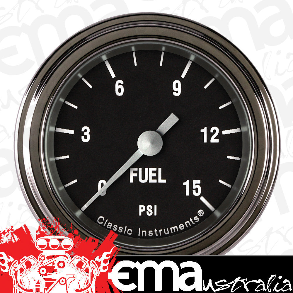 Classic Instruments HR145SLF Hot Rod 2-1/8" Fuel Pressure Gauge, 15 psi