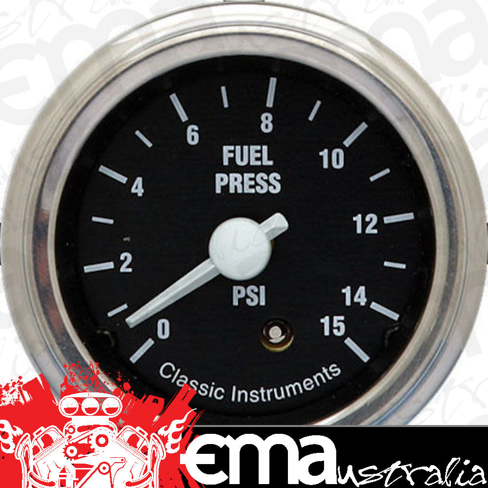 Classic Instruments HR15SLF Hot Rod - Fuel Pressure Gauge 15 PSI 2-1/8"