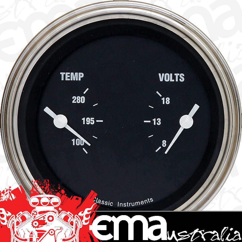 Classic Instruments HR74SLF Hot Rod - Dual Gauge 3-3/8" Temp & Volt