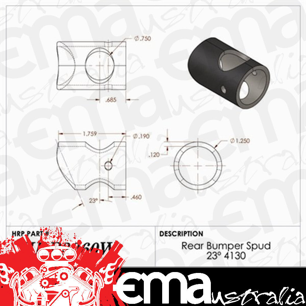Hephner Racing Products HRP-3060W Rear Bumper Spud 4130 Chromoly