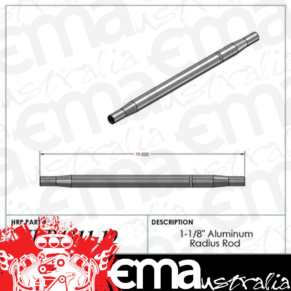 Hephner Racing Products HRP-4311-19 Polished Aluminium Radius / Swedge Rod 19" L X 1-1/8" O.D X 5/8"