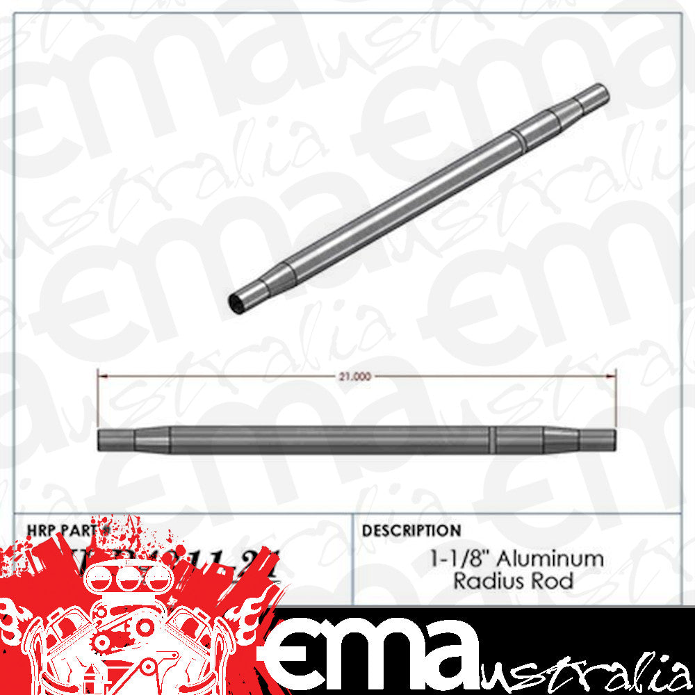 Hephner Racing Products HRP-4311-21 Polished Aluminium Radius / Swedge Rod 21" L X 1-1/8" O.D X 5/8"