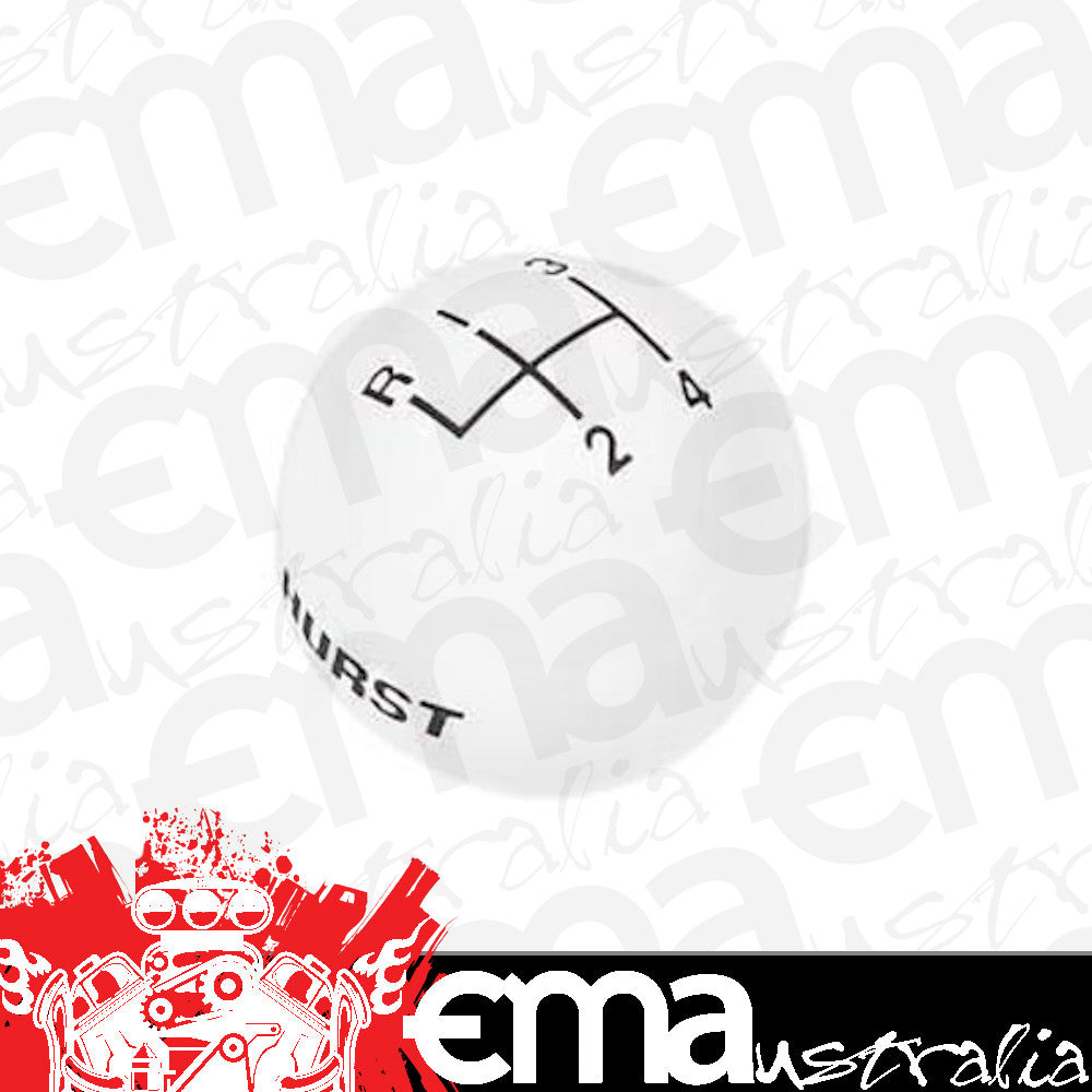 4-speed manual Replacement 4 Speed Shifter Knob White w/ Logo 3/8"-16 Thread Hurst HU1637626