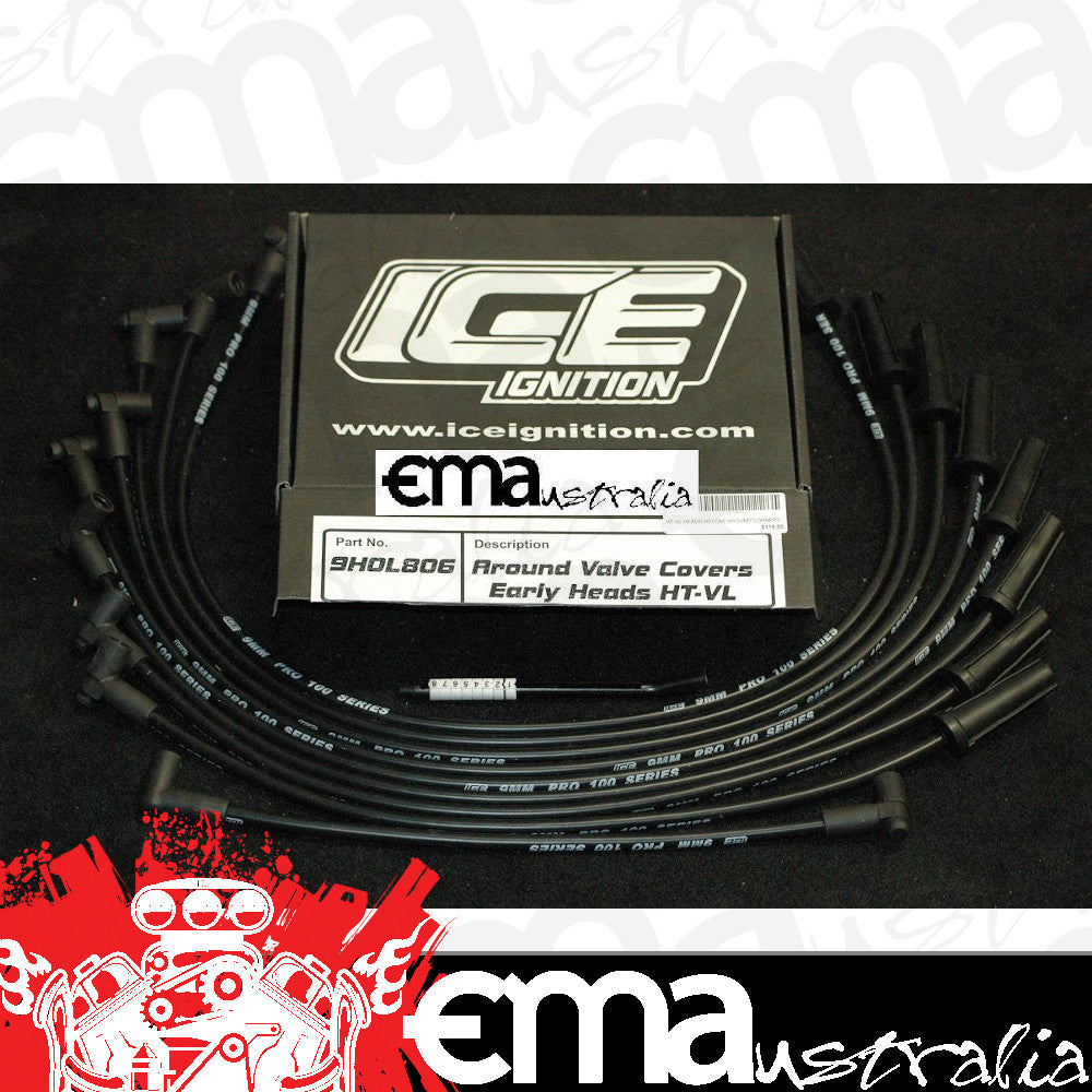 ICE Ignition | ICE-9HOL806 | 9mm Leads Holden Ht-Vl V8 180? degrees Plug 90? degrees