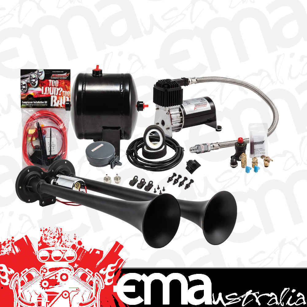 Kleinn Air Horns | KLN-HK2-1 | ProBlaster Compact Black Dual Air Horn Kit