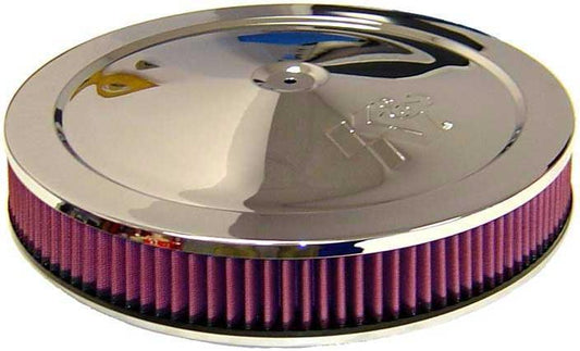K&N Filters KN60-1263 Chrome Custom Air Cleaner Assembly 14 X 2-1/4" Suit Neck Size 5-1/8" 130 Mm