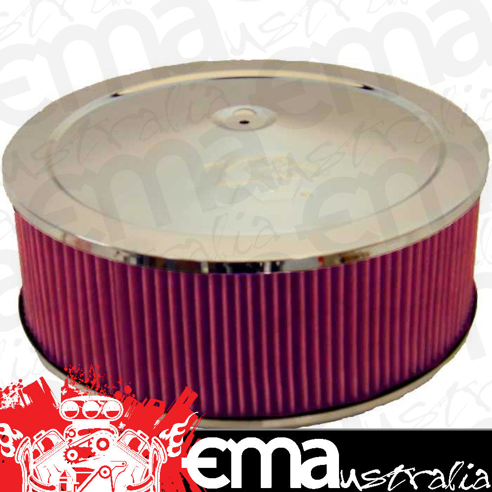 K&N Filters KN60-1300 Chrome Custom Air Cleaner Assembly 14 X 5" Suit Neck Size 5-1/8" 130 Mm