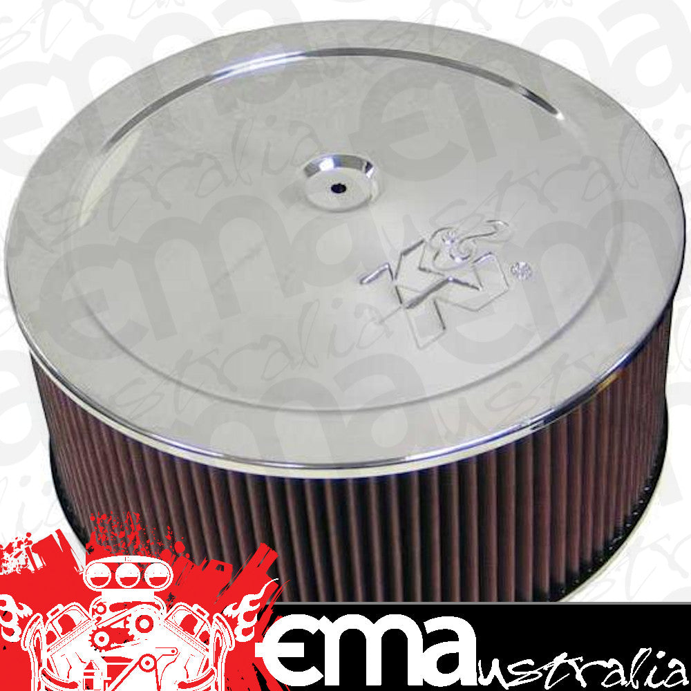 K&N Filters KN60-1310 Chrome Custom Air Cleaner Assembly 14 X 6" Suit Neck Size 5-1/8" 130 Mm