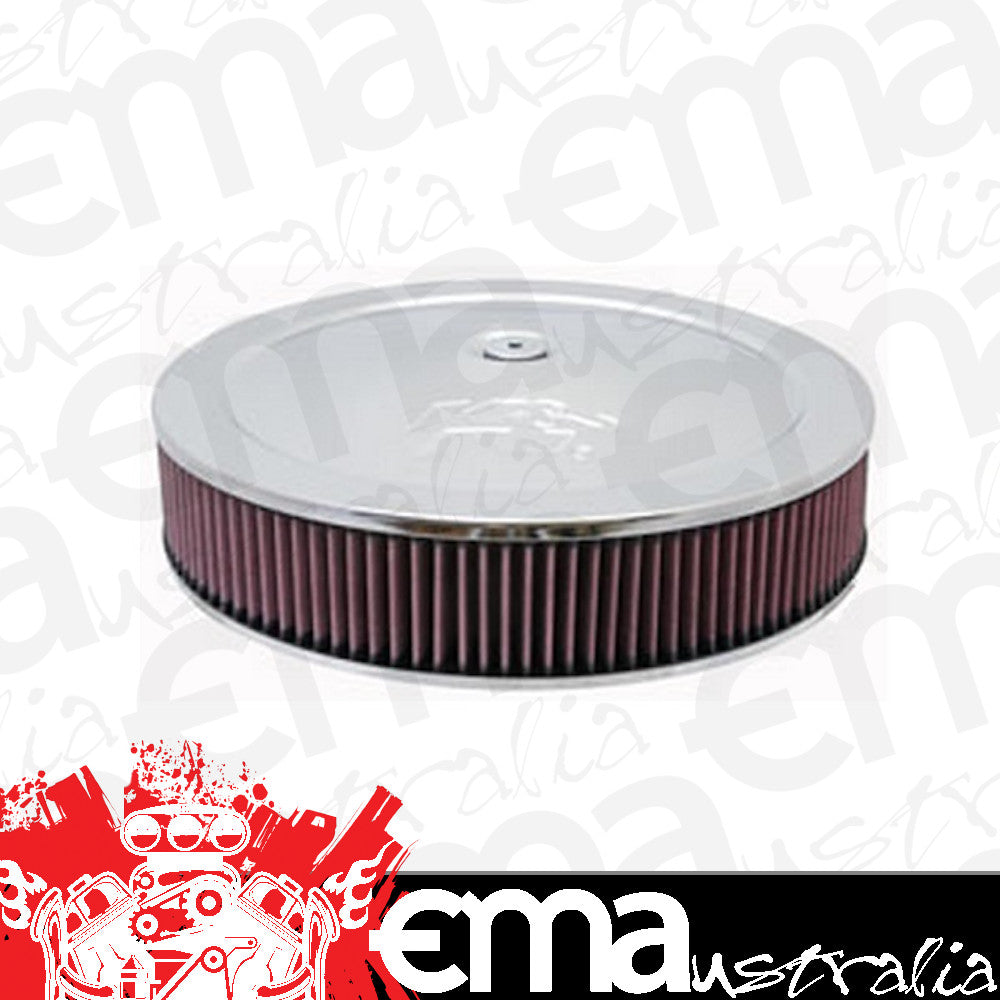 K&N Filters KN60-1430 Chrome Custom Air Cleaner Assembly 14 X 3" Suit Neck Size 5-1/8 In 130 Mm W/ 7/8" Drop Base