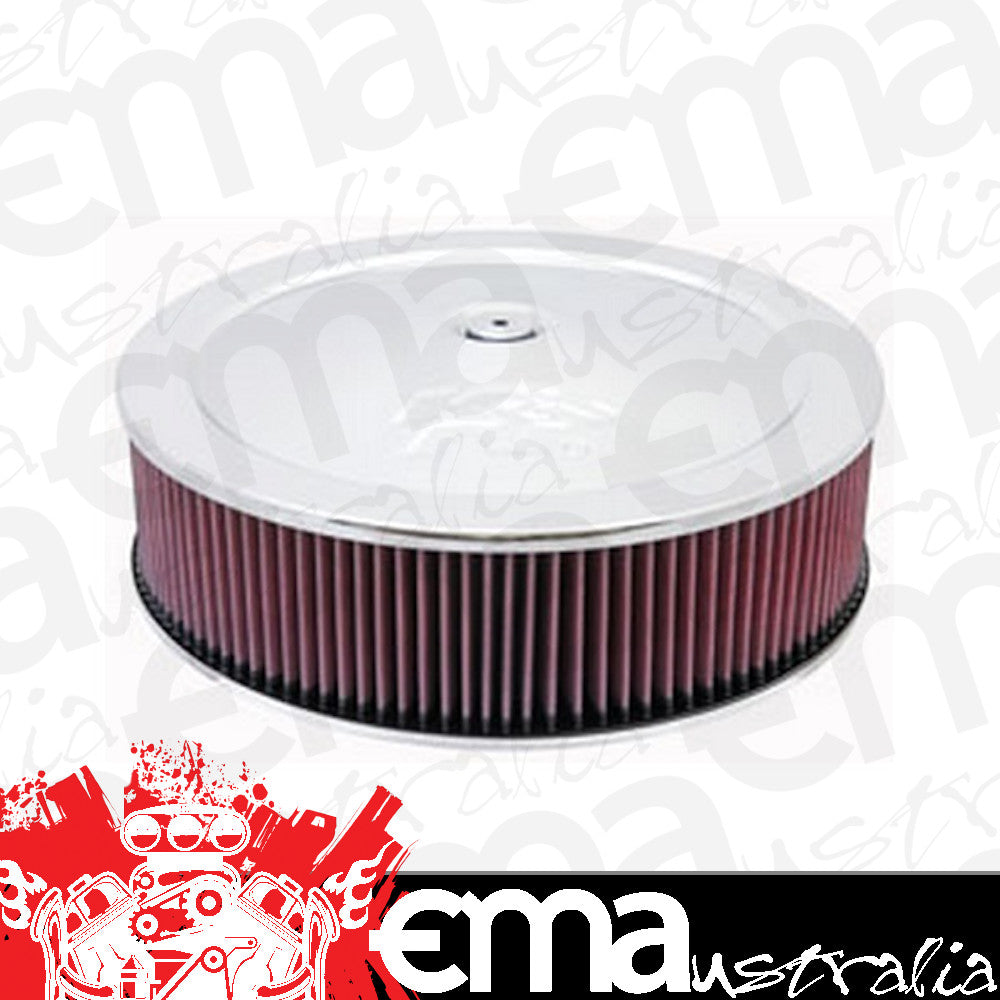 K&N Filters KN60-1440 Chrome Custom Air Cleaner Assembly 14 X 4" Suit Neck Size 5-1/8" 130 Mm