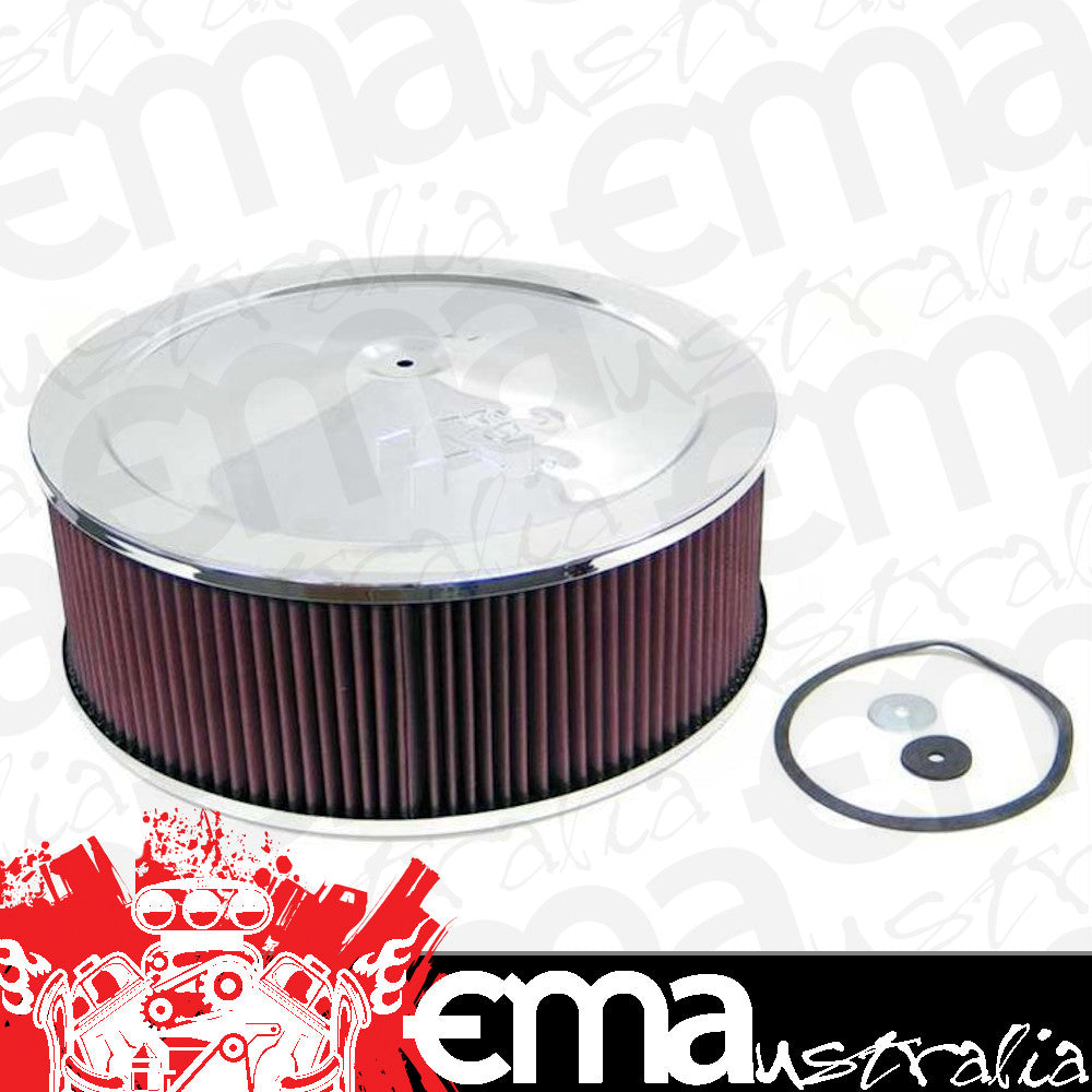 K&N Filters KN60-1450 Custom Chrome Air Cleaner Assembly 14" X 5" 5-1/8" Neck